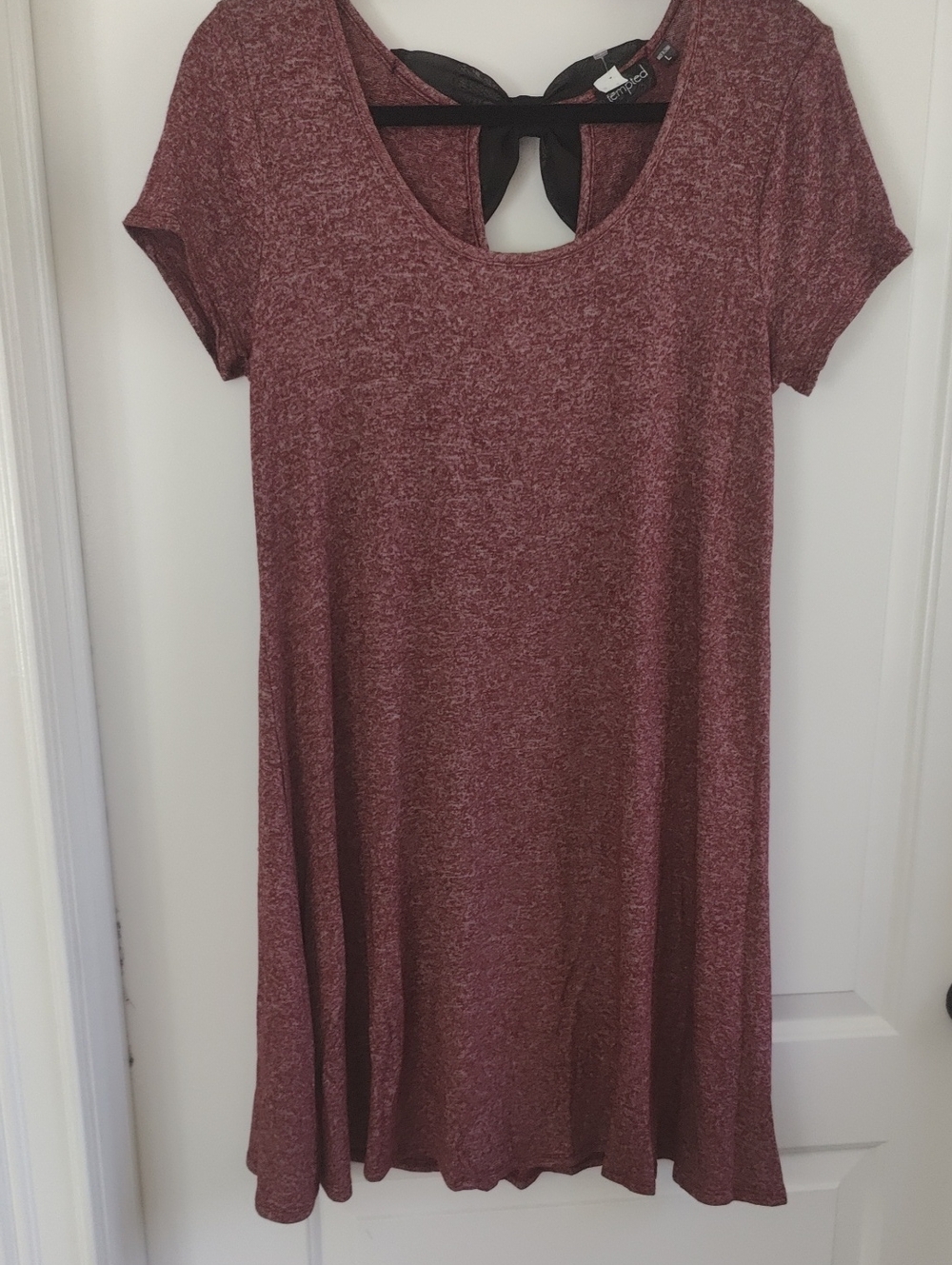 Tempted Women’s Short Sleeve Scoop Neck Swing Dress in Heathered Mauve